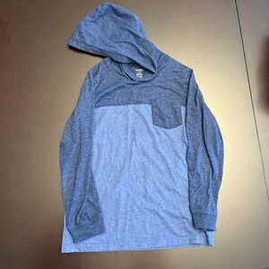 Carters Boys Ling Sleeve Hooded Shirt Size 12 Blue Tones Front Picket
